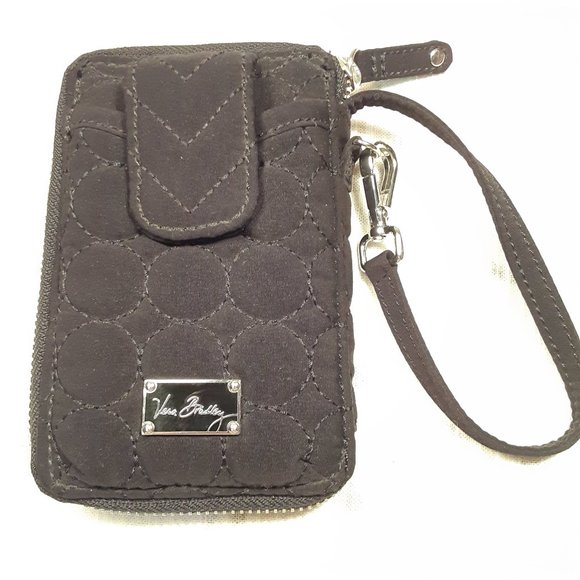 Vera Bradley Handbags - Vera Bradley solid black mini wristlet card wallet